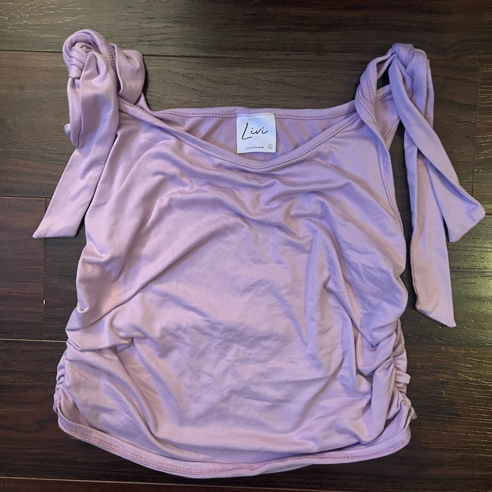 Lilac ruched tie tank